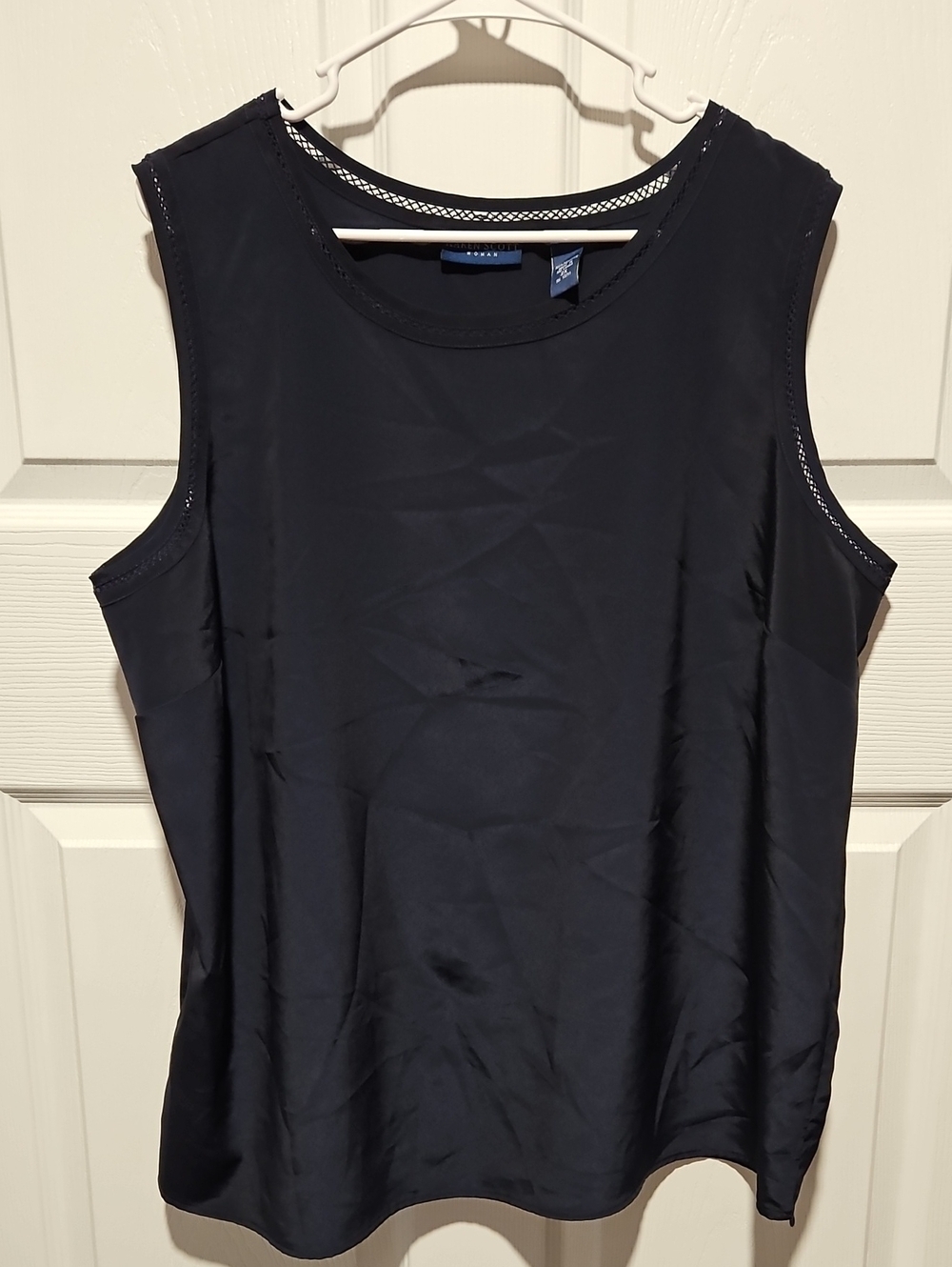Karen Scott Navy Satin-Look Sleeveless Tank